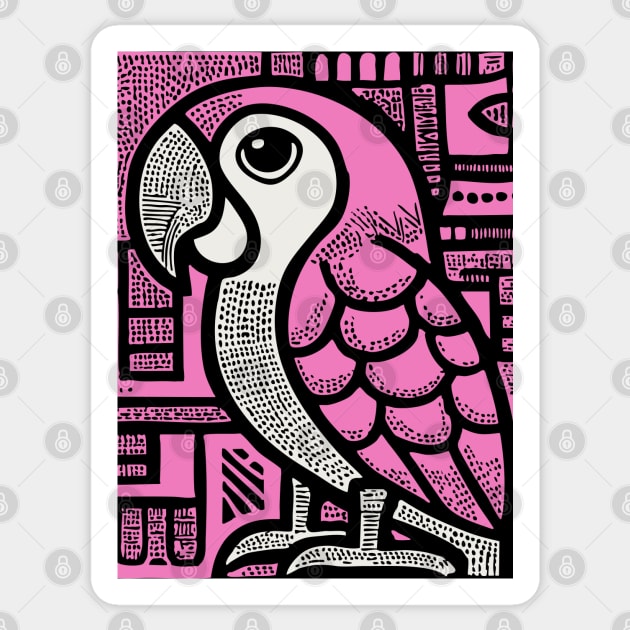 Geometric Pink Parrot Art for Tropical Kids Room Decor Sticker by TuncGK